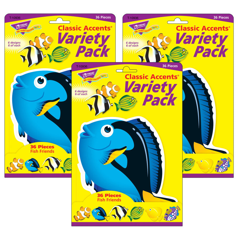 TREND - Fish Friends Classic Accents® Variety Pack, 36 Per Pack, 3 Packs