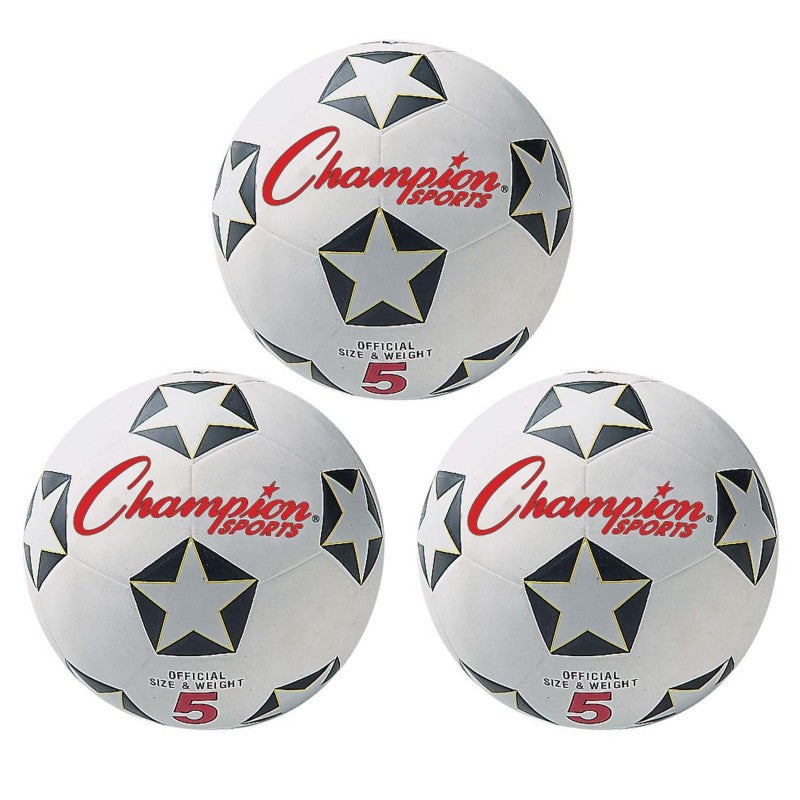 CHAMPION SPORTS - Rubber Soccer Ball Size 5, Pack of 3