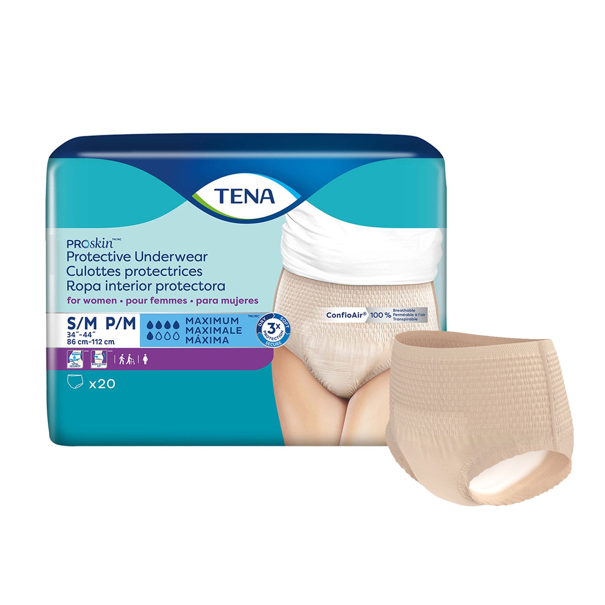 Essity HMS North America Inc - Female Adult Absorbent Underwear TENA® ProSkin™ Protective Pull On with Tear Away Seams Small / Medium Disposable Moderate Absorbency [20/BG]
