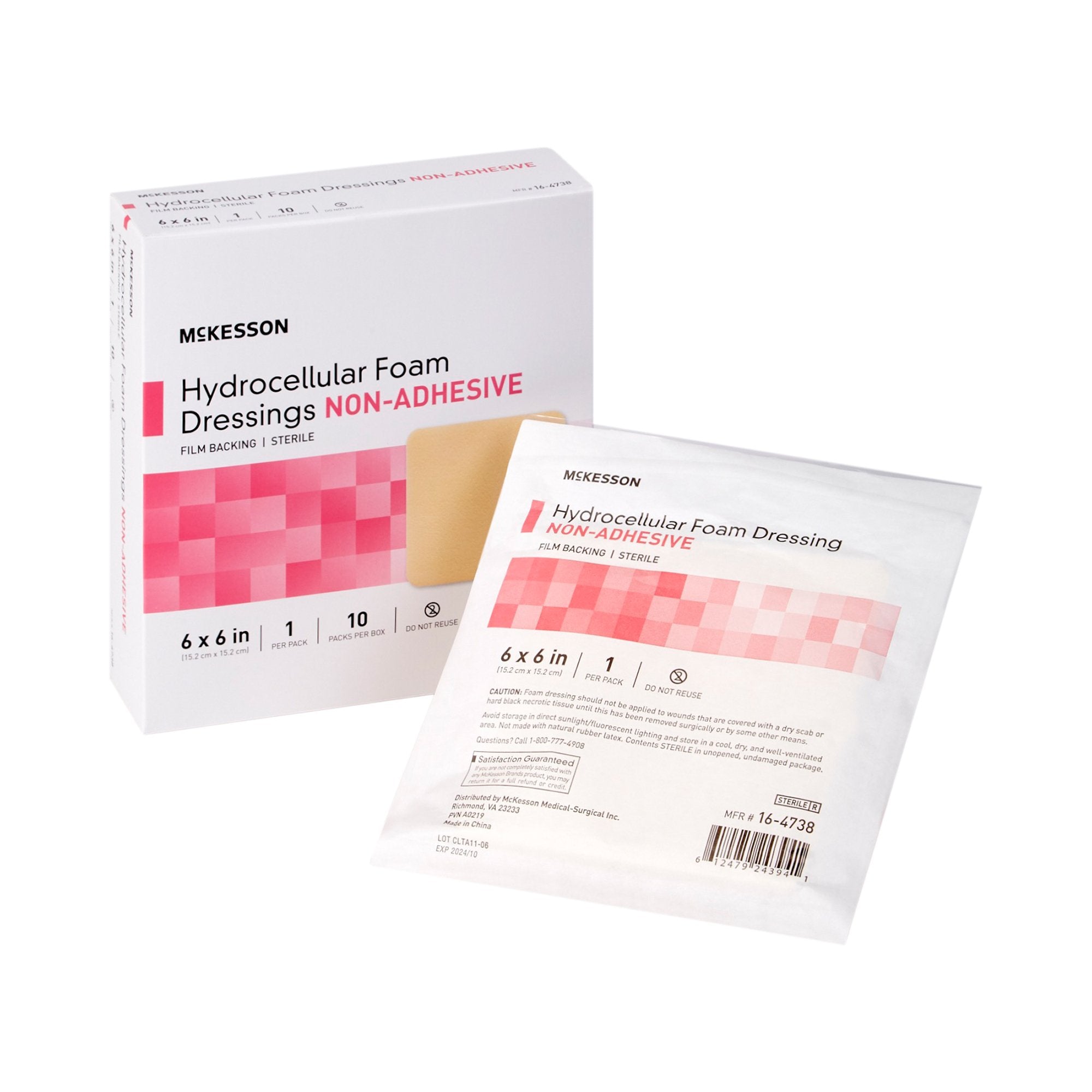 McKesson Brand - Foam Dressing McKesson 6 X 6 Inch Without Border Film Backing Nonadhesive Square Sterile [10/BX]