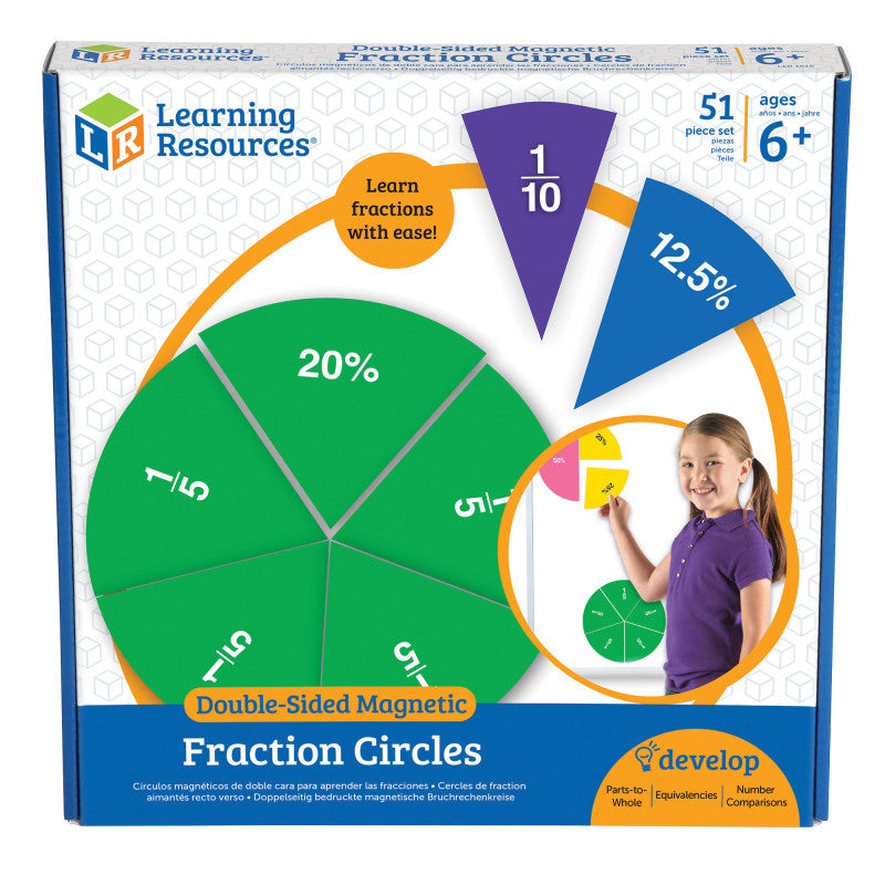 LEARNING RESOURCES - Double-sided Magnetic Fraction Circles, Pack of 9