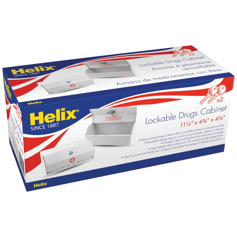 HELIX - Locking Prescription Drug Cabinet, Heavy-Duty Steel Construction, White