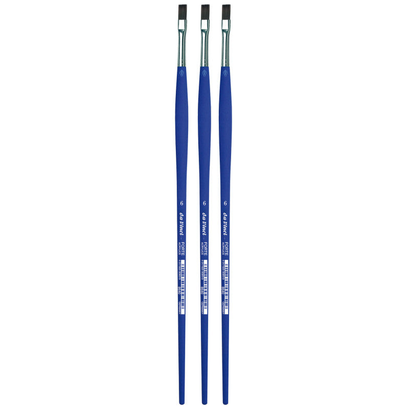 FORTE-Acrylics Student Brush, Synthetic, Acrylic & Oil, Flat, Series 8640, Size 6, Pack of 3