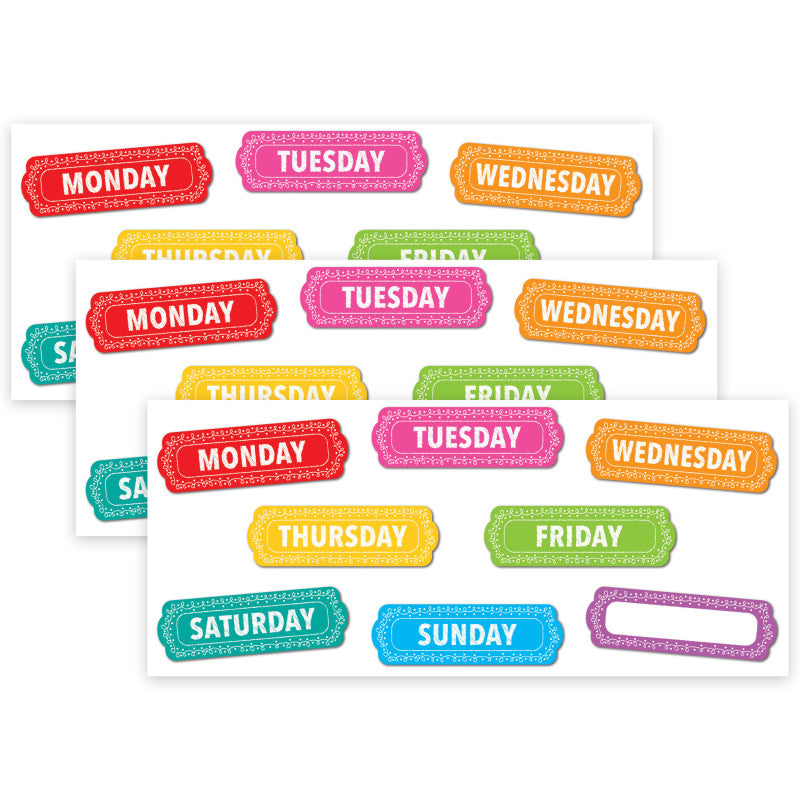 ASHLEY PRODUCTIONS - Magnetic Die-Cut Timesavers & Labels, Days of the Week, Chalk Loops, 8 Per Pack, 3 Packs