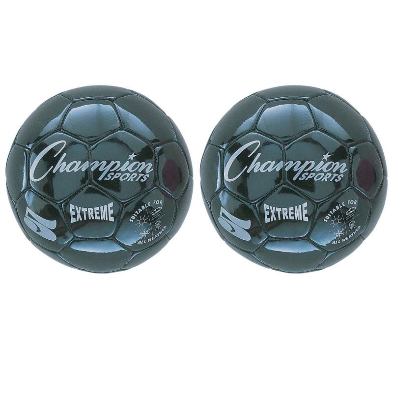 CHAMPION SPORTS - Extreme Soccer Ball, Size 5, Black, Pack of 2