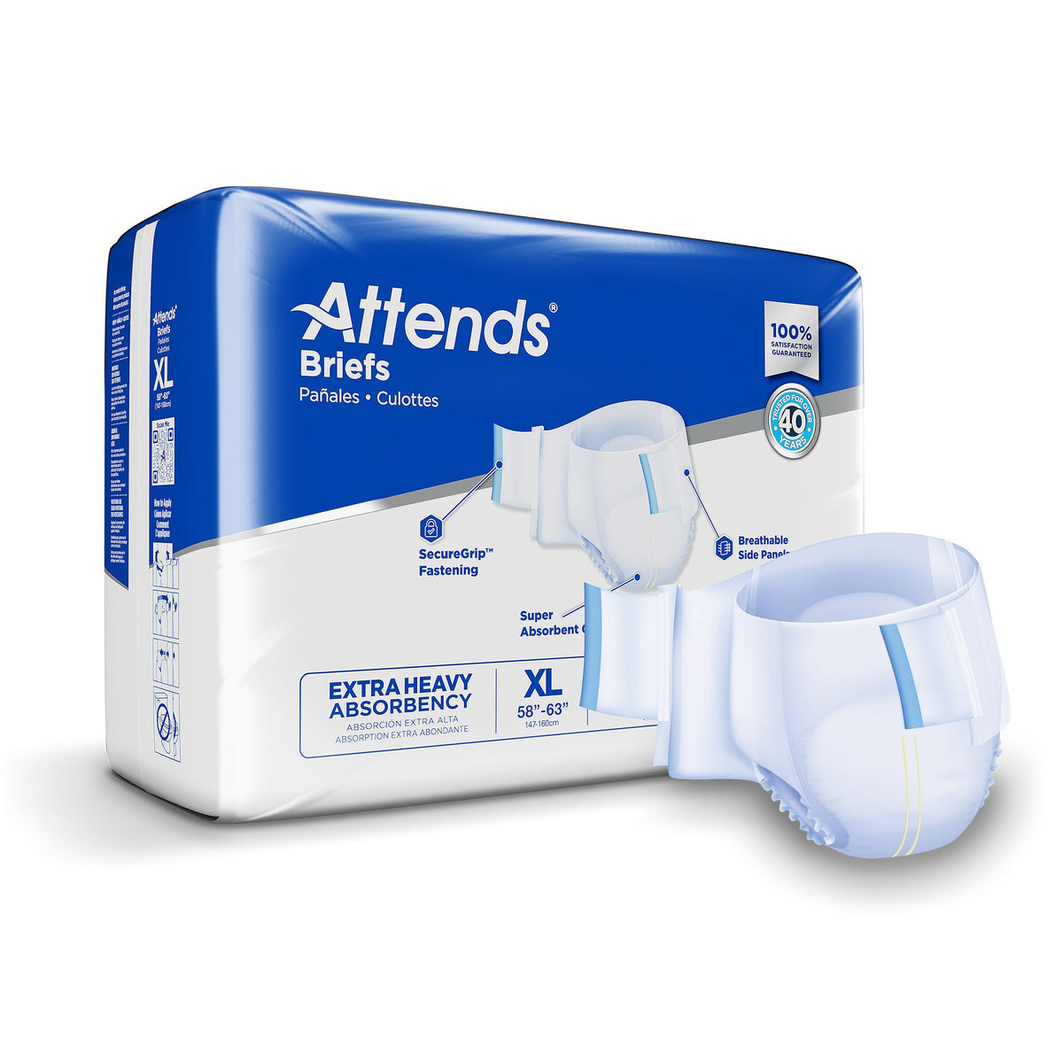 Attends Healthcare Products - Unisex Adult Incontinence Brief Attends® Care Advanced X-Large Disposable Heavy Absorbency [100/CS]