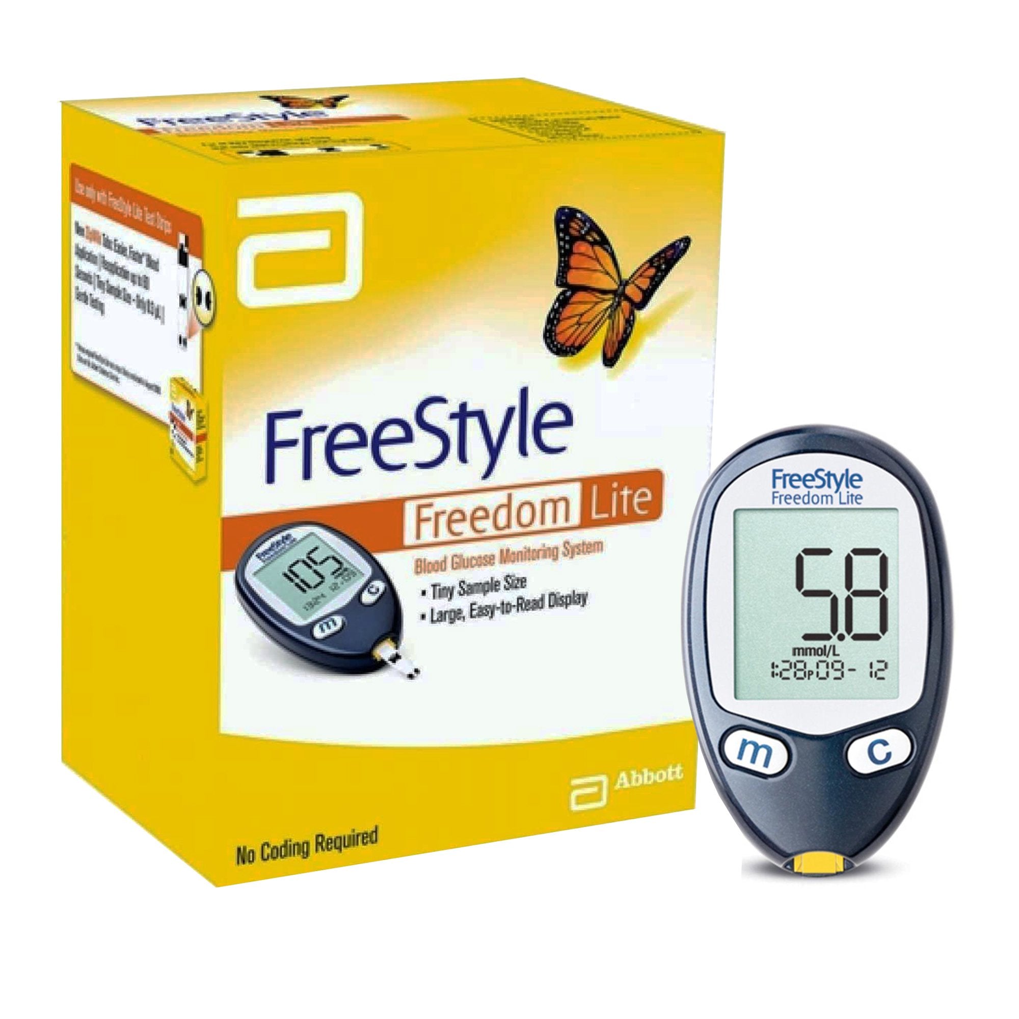 Abbott - Blood Glucose Meter FreeStyle® Lite 5 Second Results Stores up to 400 Results No Coding Required [1/EA]