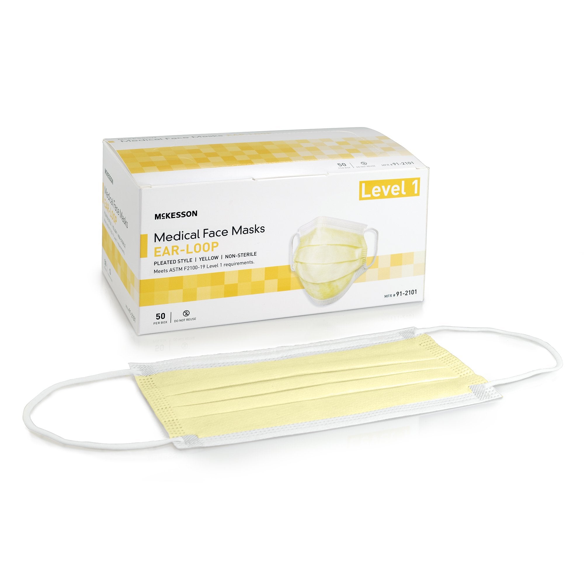 McKesson Brand - Procedure Mask McKesson ASTM Level 1 Earloops One Size Fits Most [50/BX] (1196782_BX)
