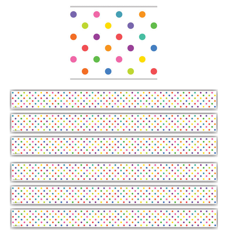 TEACHER CREATED RESOURCES - Colorful Dots Straight Border Trim, 35 Feet Per Pack, 6 Packs