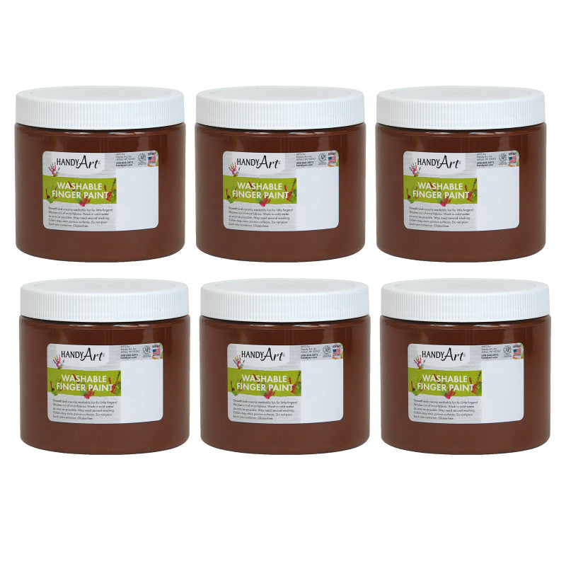 HANDY ART - Washable Finger Paint, Brown, 16 oz., Pack of 6