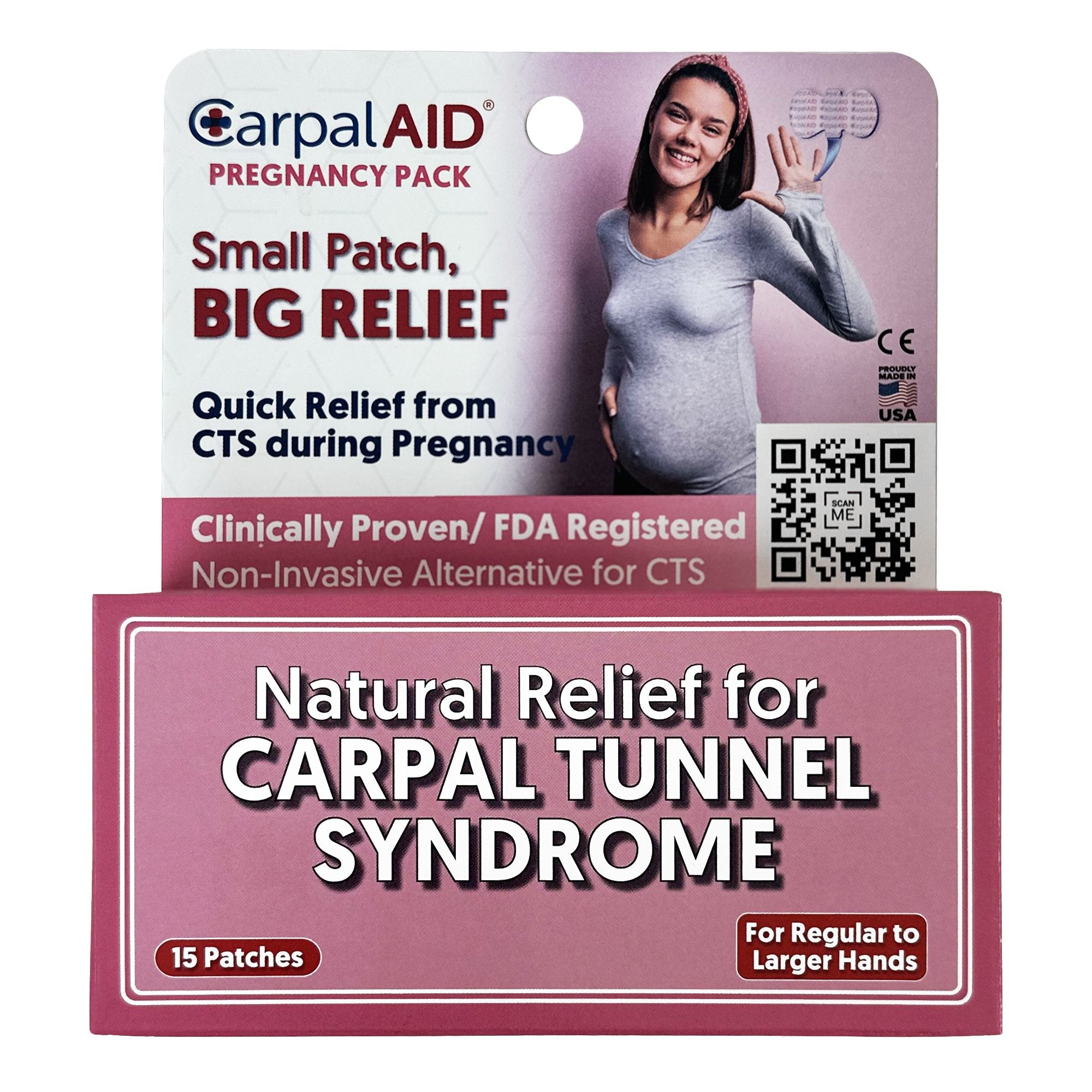 Carpal AID LLC - Hand-Based Carpal Tunnel Support Carpal AID® Patch Pregnancy Plastic Left or Right Hand Clear Large [15/PK]