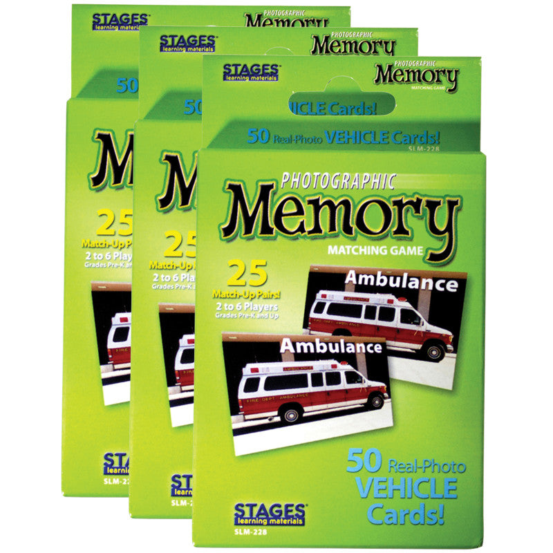 STAGES LEARNING MATERIALS - Photographic Memory Matching Game, Vehicles, Pack of 3