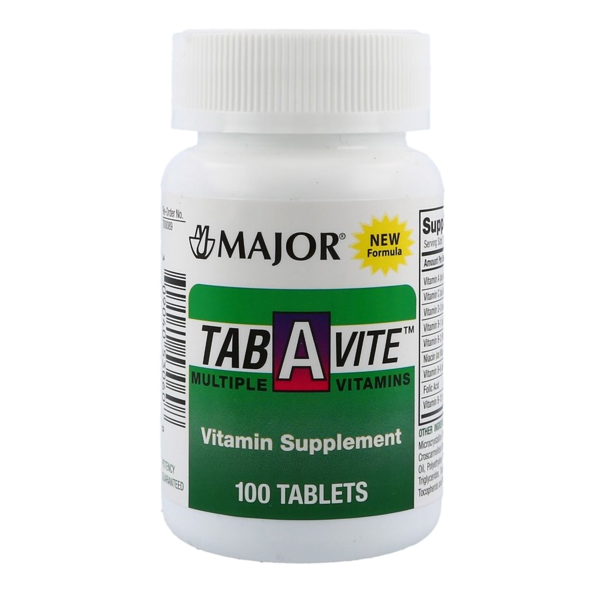 Major Pharmaceuticals - Multivitamin Supplement Major® Tab-A-Vite™ Vitamin A / Beta Carotene 3,000 IU - 400 IU Strength Tablet 100 per Box [1/BT]
