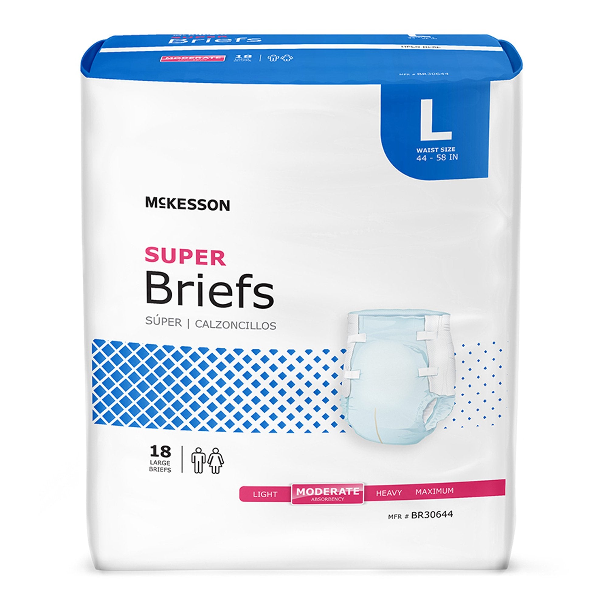 McKesson Brand - Unisex Adult Incontinence Brief McKesson Large Disposable Moderate Absorbency [18/BG]