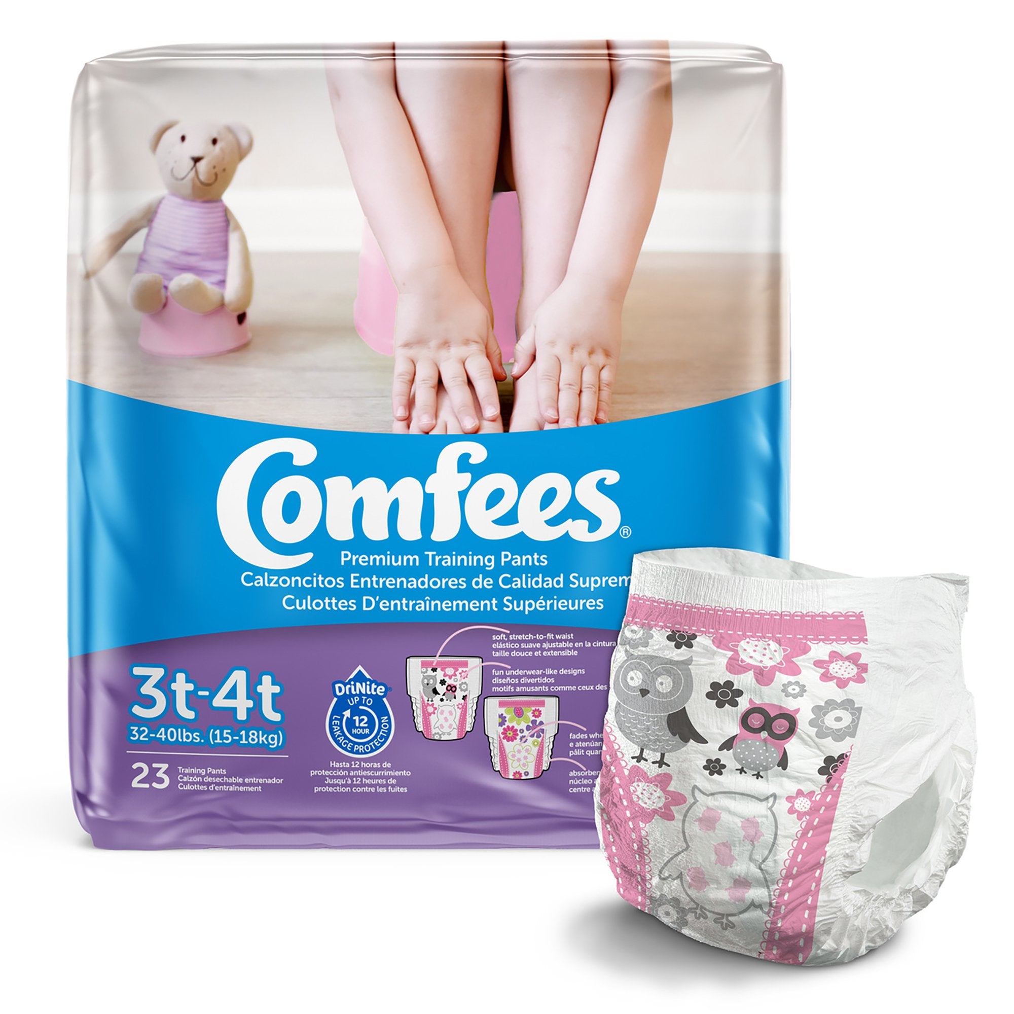 Attends Healthcare Products - Female Toddler Training Pants Comfees® Pull On with Tear Away Seams Size 3T to 4T Disposable Moderate Absorbency [23/BG] (955453_BG)