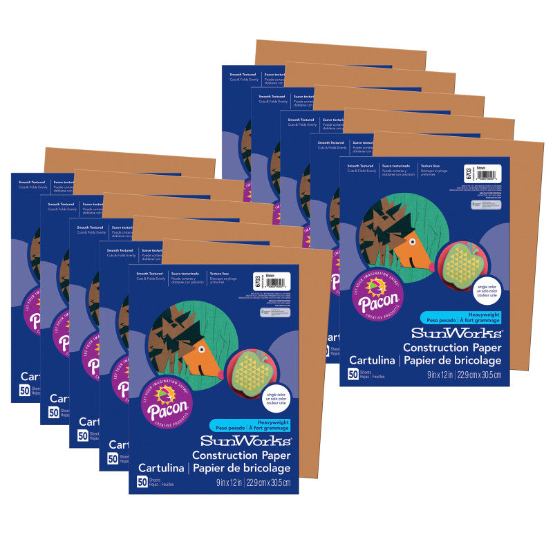 PRANG - Construction Paper, Brown, 9" x 12", 50 Sheets Per Pack, 10 Packs