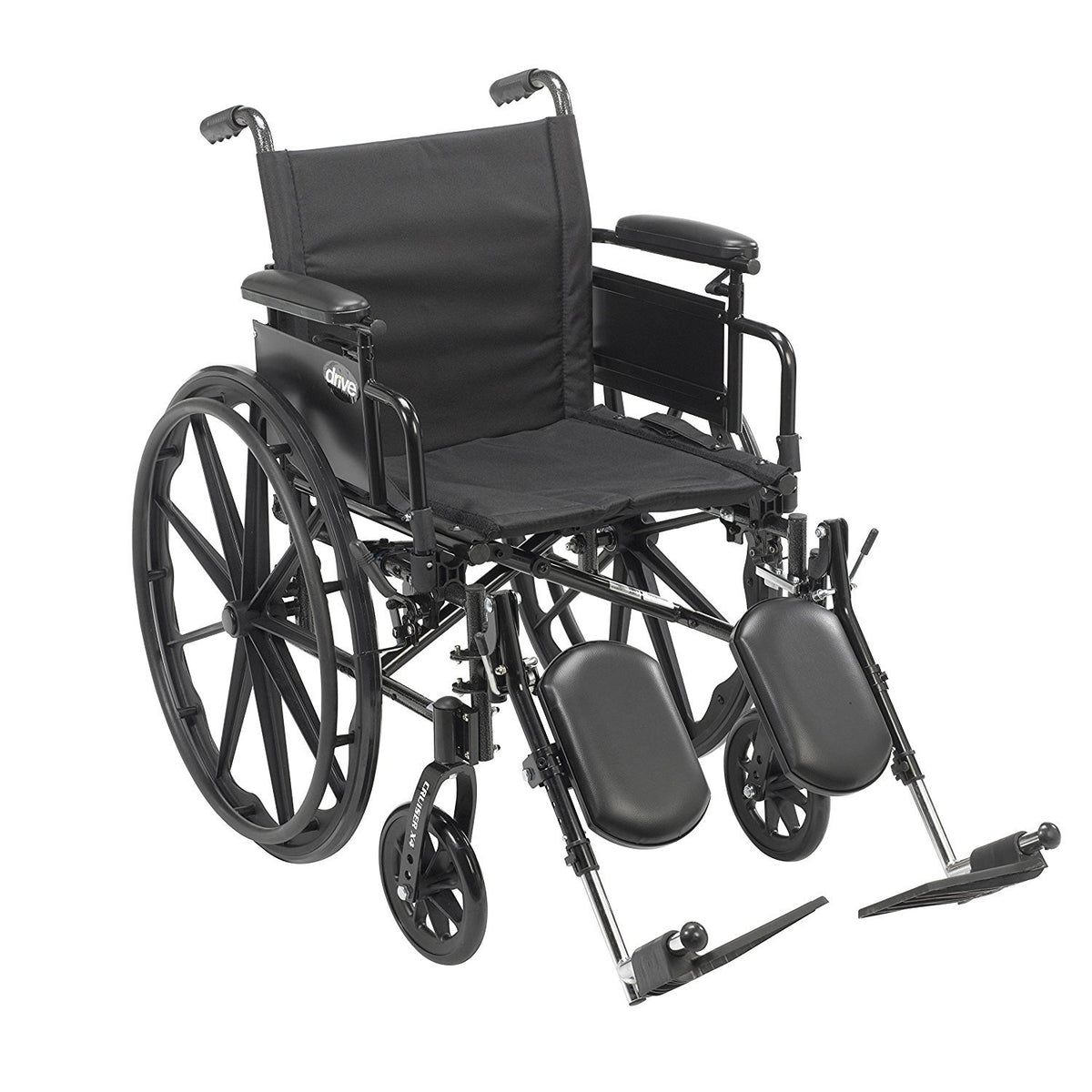 Drive Medical - Wheelchair Cruiser X4 Dual Axle Desk Length Arm Elevating Legrest Black Upholstery 18 Inch Seat Width Adult 300 lbs. Weight Capacity [1/EA]