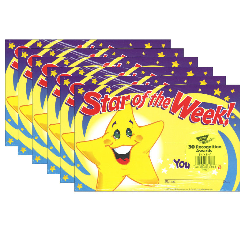 TREND - Star of the Week! Recognition Awards, 30 Per Pack, 6 Packs