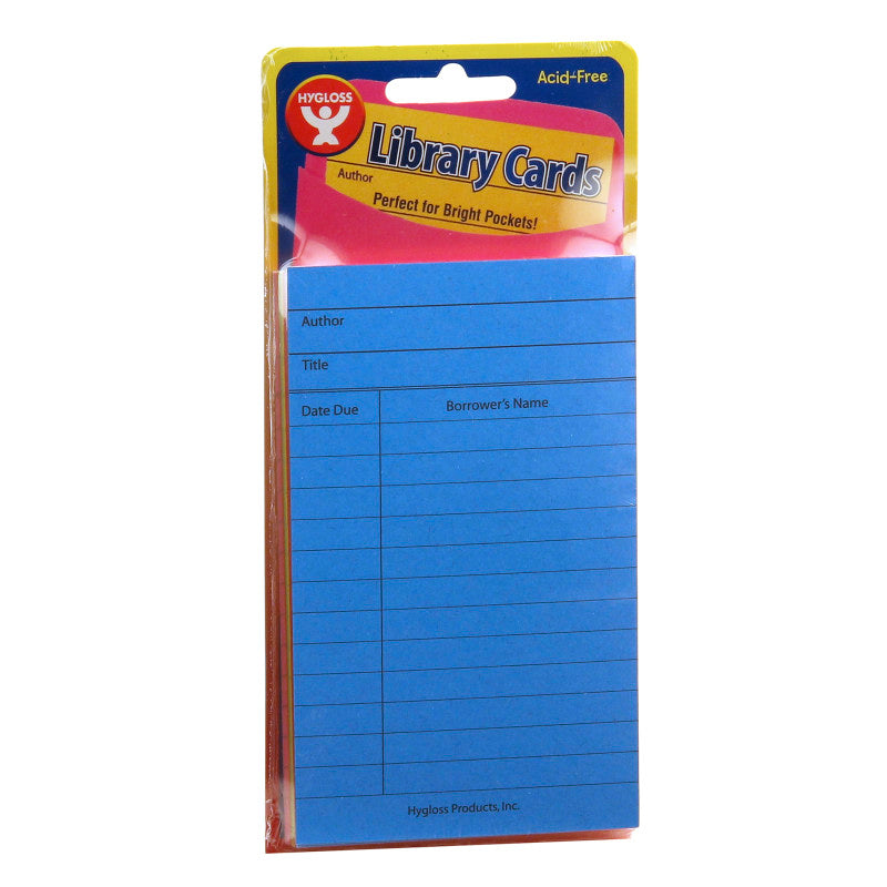 HYGLOSS - Library Cards, Assorted Colors, Pack of 500