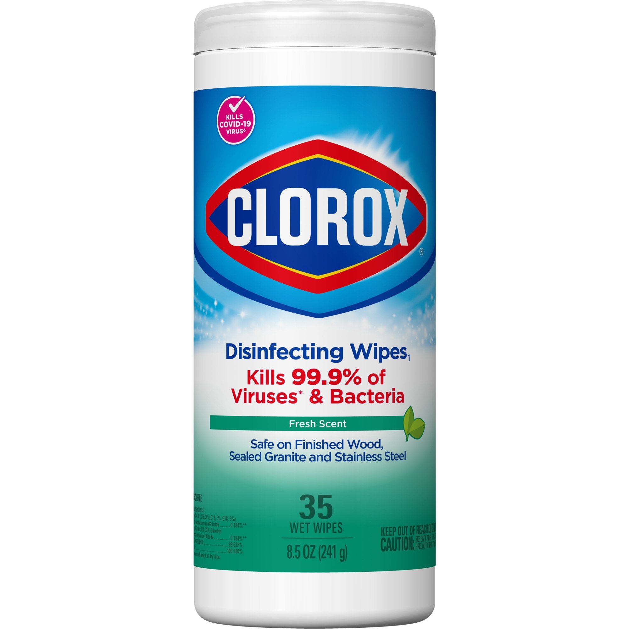 The Clorox Company - Clorox® Surface Disinfectant Cleaner Premoistened Bleach Free Manual Pull Wipe 35 Count Canister Fresh Scent NonSterile [1/CT]