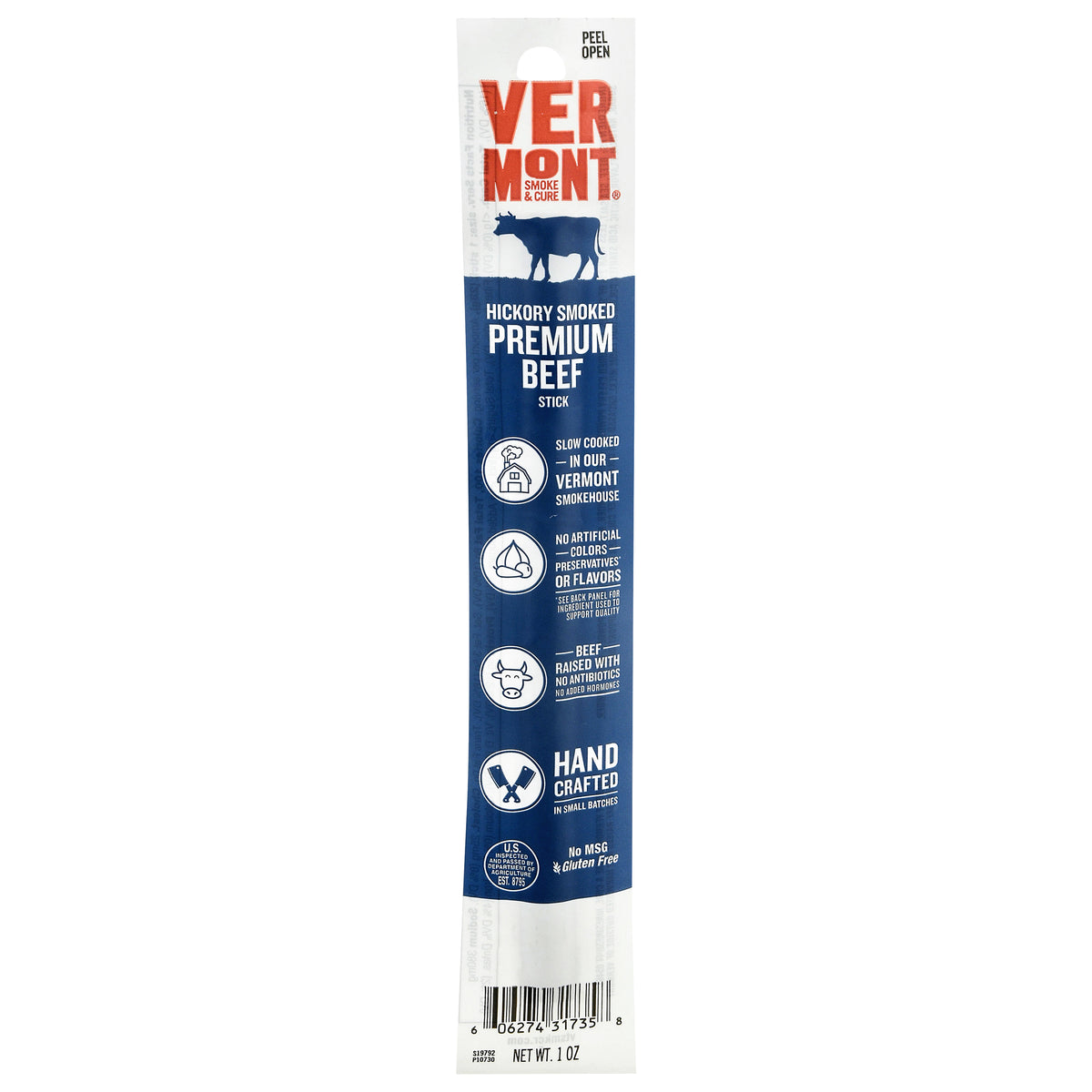 Vermont Smoke & Cure Premium Hickory Smoked Beef Stick 1 oz - Case of 24