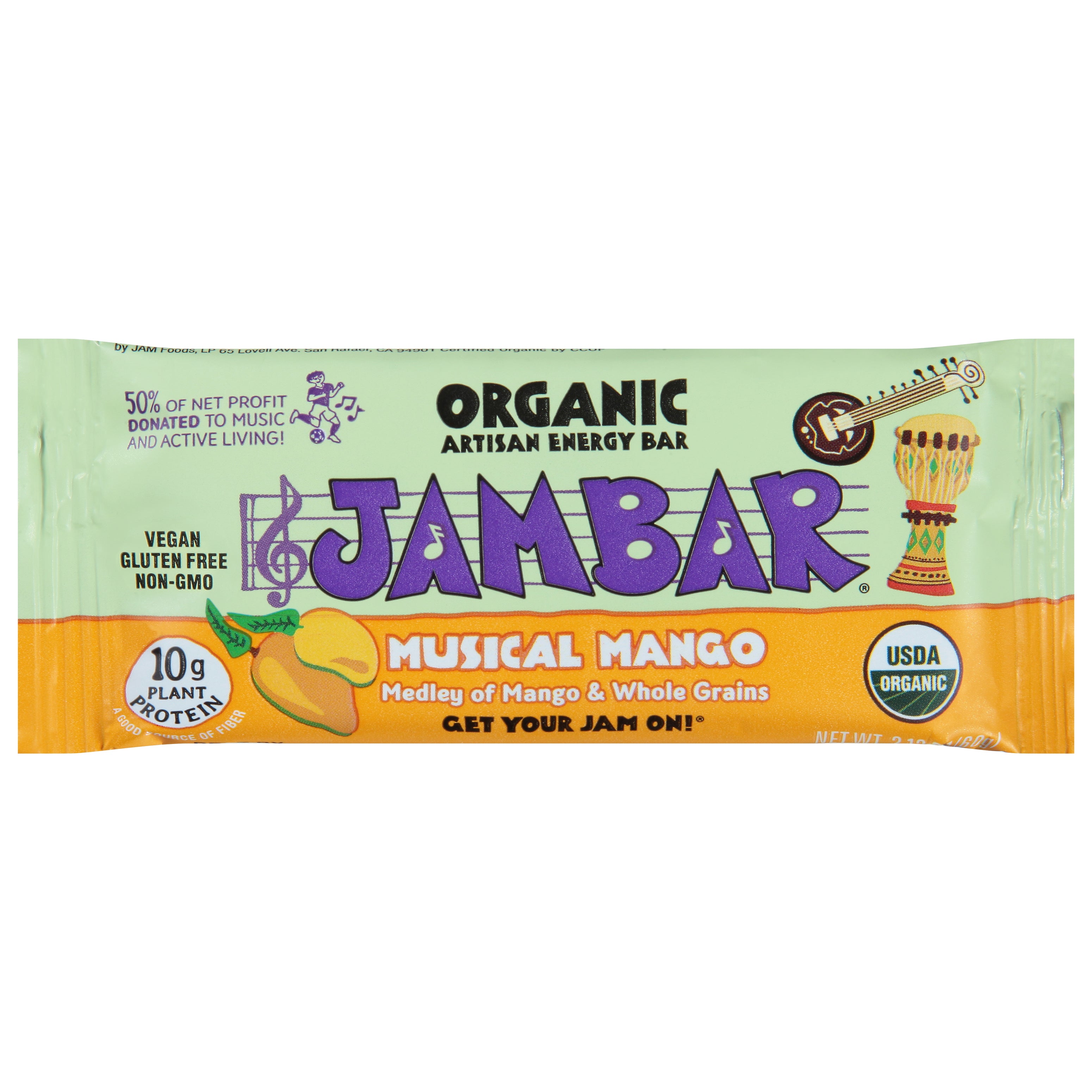 Jambar Artisan Organic Musical Mango Energy Bar 2.12 oz - Case of 12