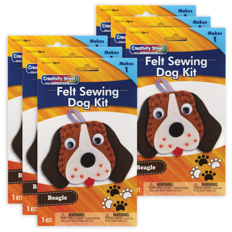 CREATIVITY STREET - Felt Sewing Dog Kit, Beagle, 5" x 5.5" x 1", 6 Kits