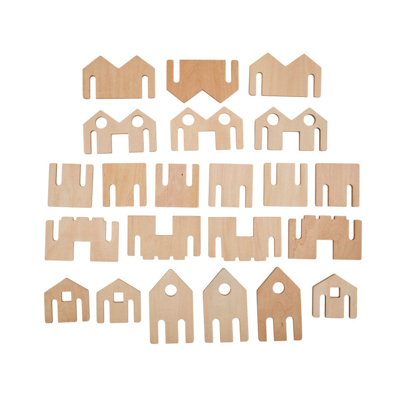 THE FRECKLED FROG - Little Happy Architect Wooden Blocks - Set of 22 - Ages 18m+