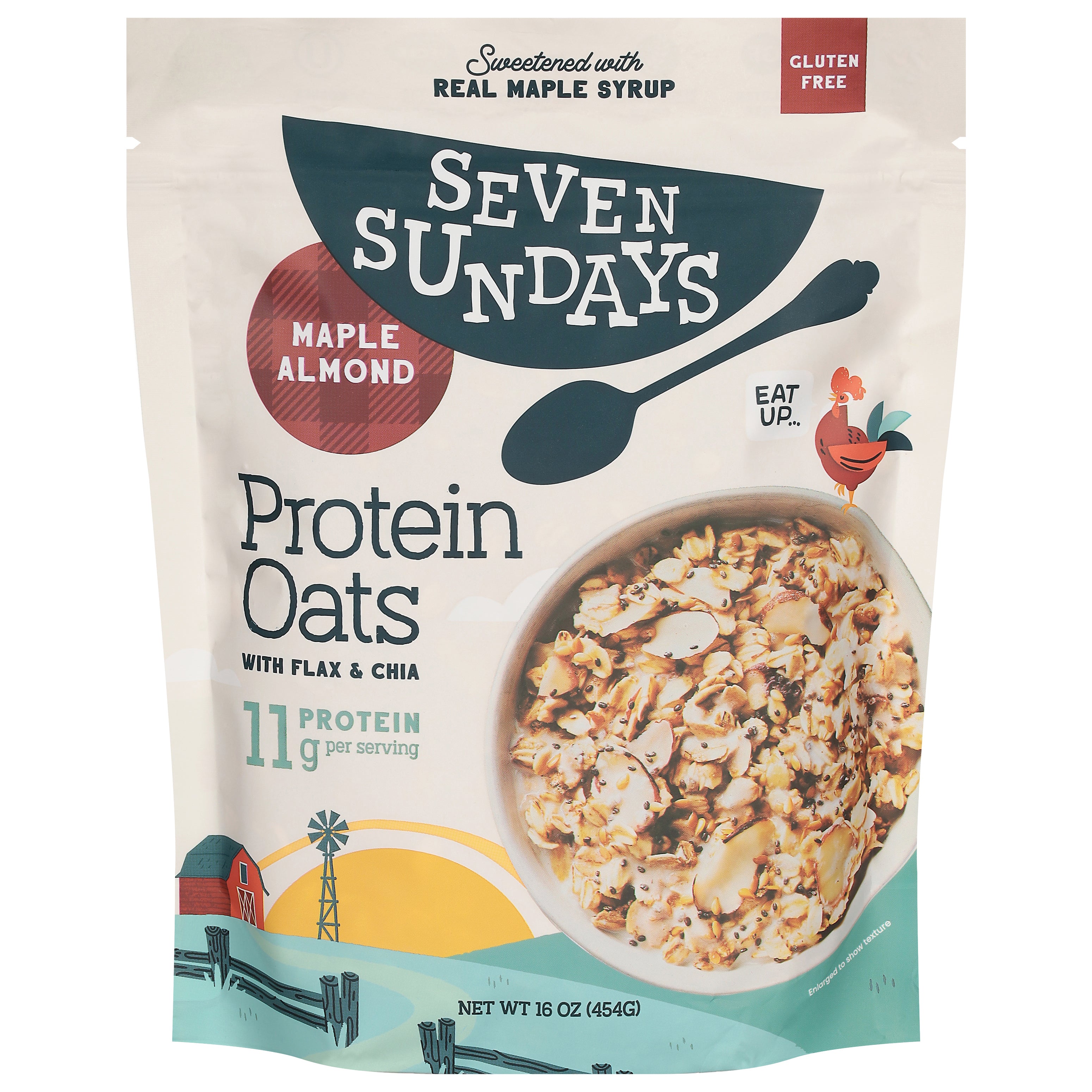 Seven Sundays Maple Almond Protein Oats with Flax & Chia 16 oz - Case of 6