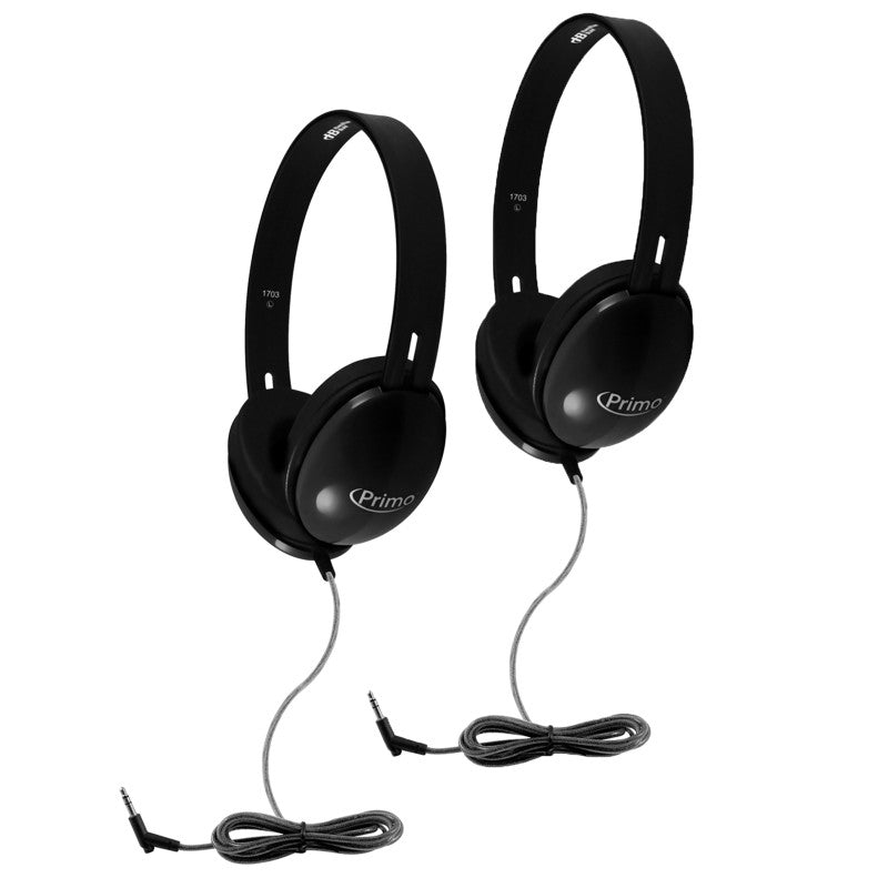 HAMILTONBUHL - Primo Stereo Headphones, Black, Pack of 2