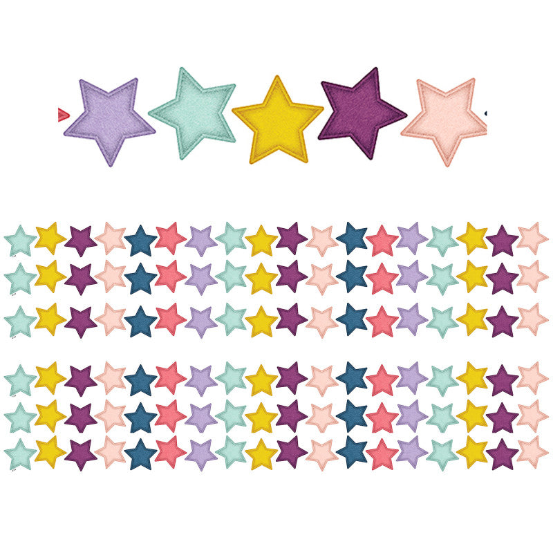 TEACHER CREATED RESOURCES - Oh Happy Day Stars Die-Cut Border Trim, 35 Feet, 6 Packs