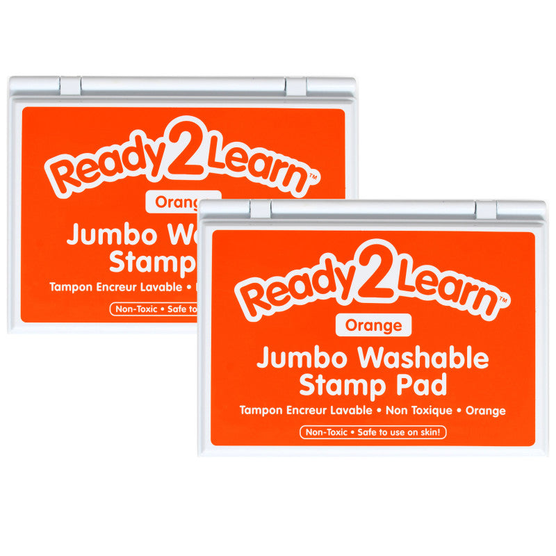 READY 2 LEARN - Jumbo Washable Stamp Pad - Orange - 6.2"L x 4.1"W - Pack of 2