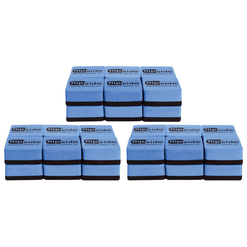 FLIPSIDE PRODUCTS - Magnetic Whiteboard Student Erasers, Flipside Logo, 12 Per Pack, 3 Packs