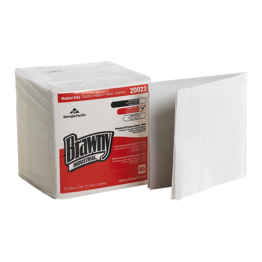 Georgia Pacific - Task Wipe Brawny Industrial® Medium Duty 65 Count Poly Pack 12-1/2 X 13 Inch NonSterile Disposable [65/PK]