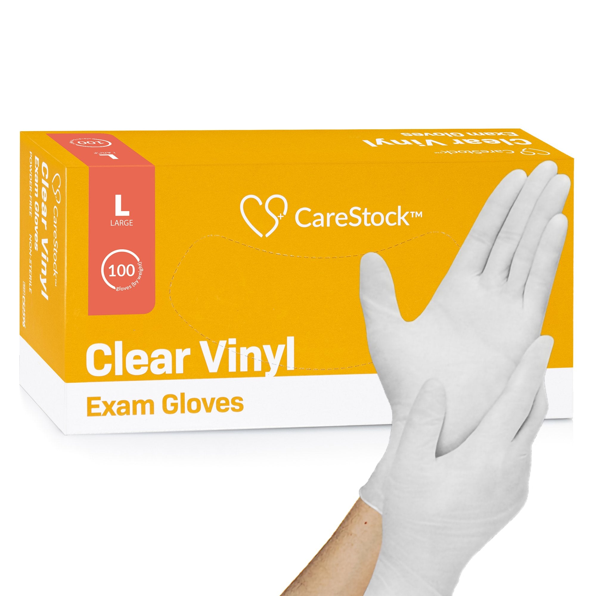 CareStock - Exam Glove CareStock™ Large NonSterile Vinyl Standard Cuff Length Smooth Clear Not Rated [100/BX]