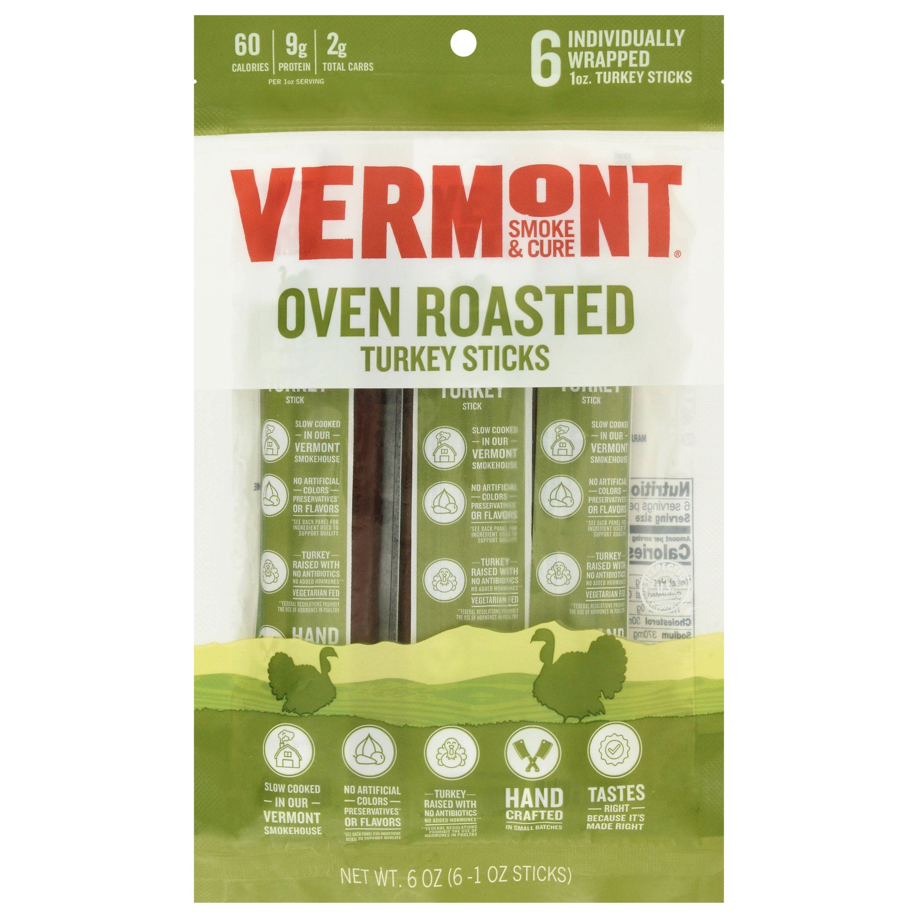 Vermont Oven Roasted Turkey Sticks 6 - 1 oz Sticks - Case of 10