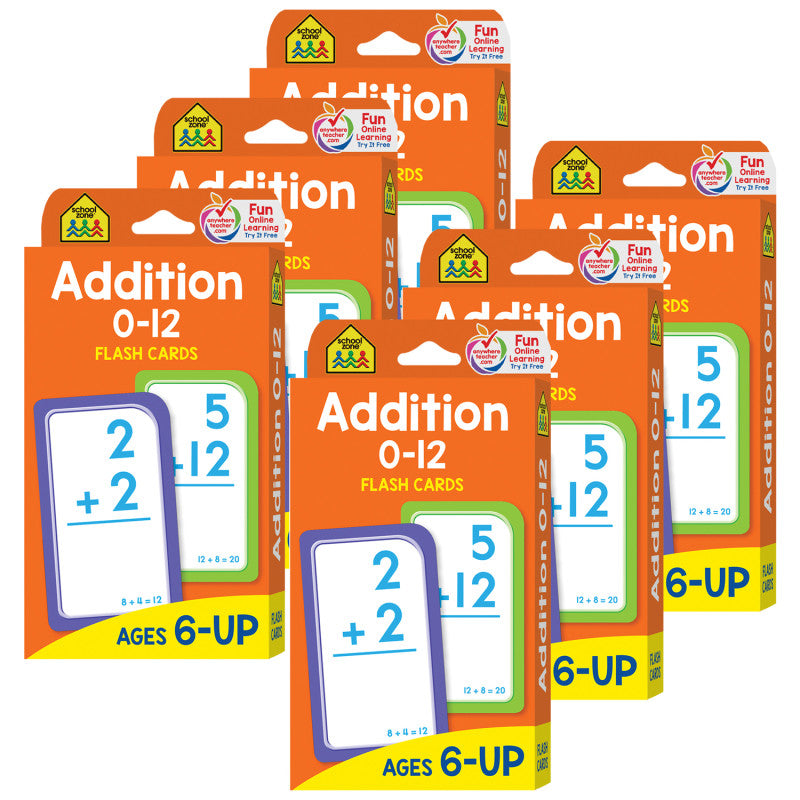 SCHOOL ZONE PUBLISHING - Addition 0-12 Flash Cards, 6 Packs (SZP04006-6)