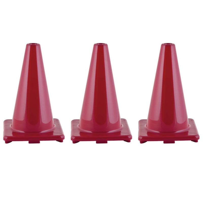 CHAMPION SPORTS - Hi-Visibility Flexible Vinyl Cone, 12", Red, Pack of 3