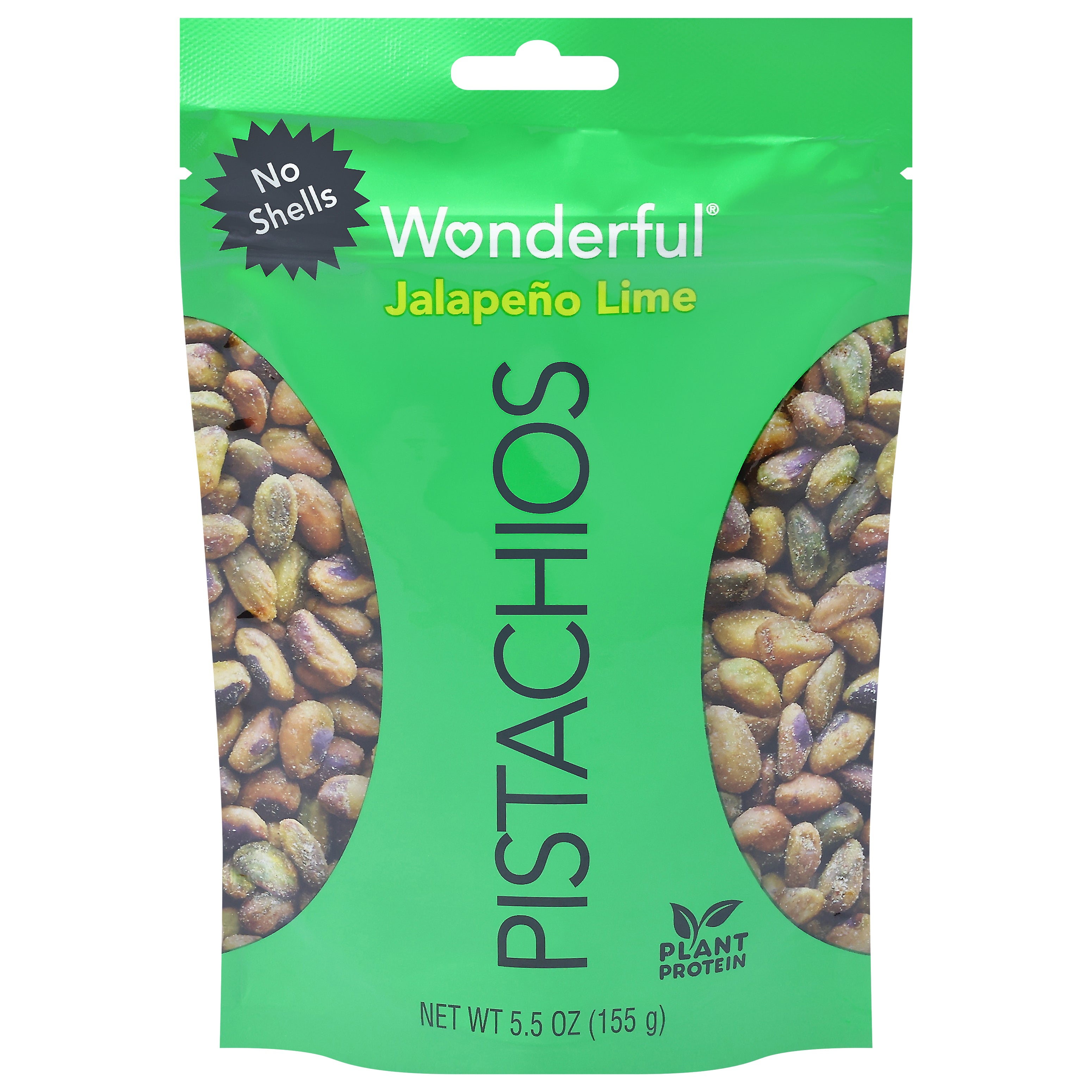Wonderful No Shells Jalapeno Lime Pistachios 5.5 oz - Case of 10