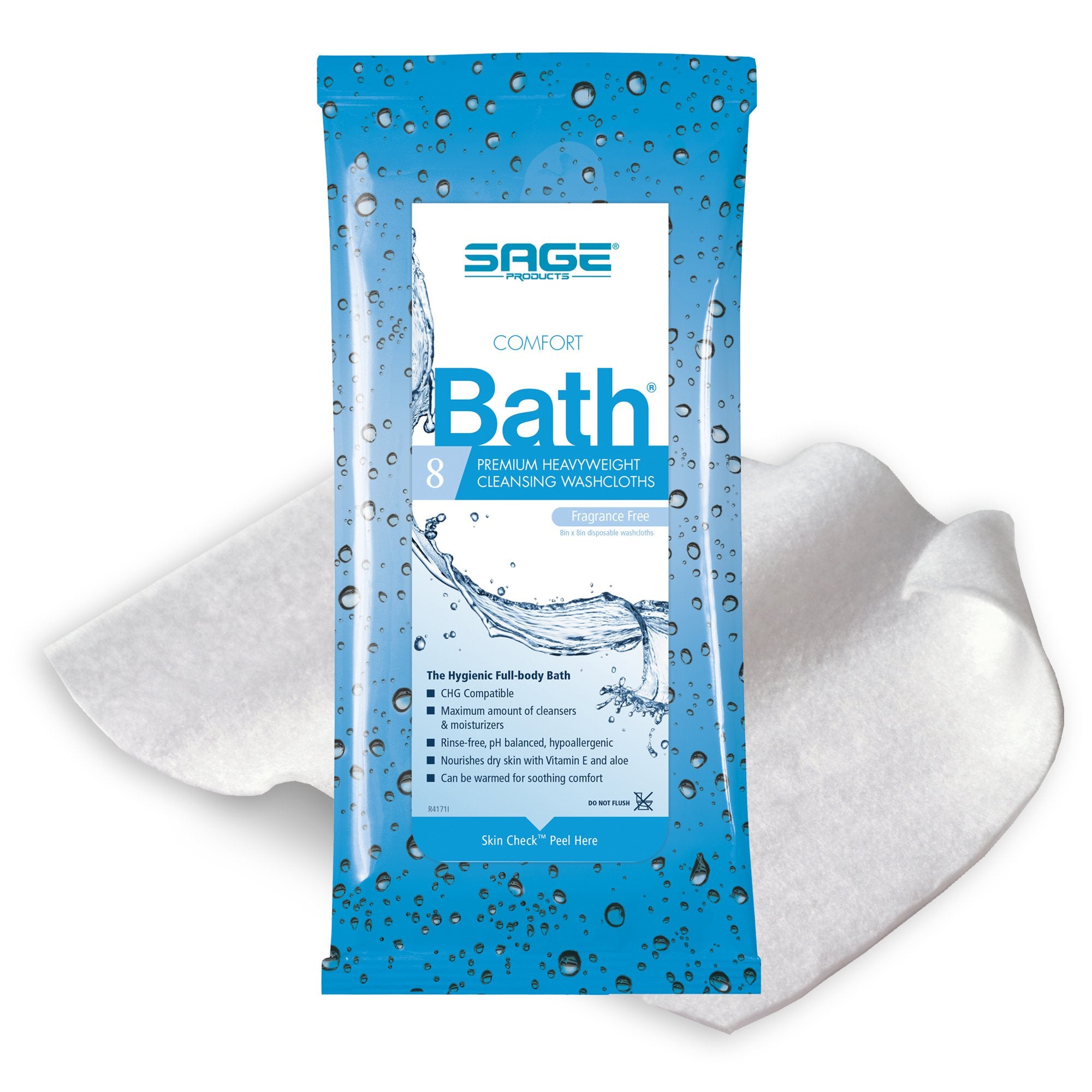 Sage Products - Rinse-Free Bath Wipe Comfort Bath® Soft Pack Unscented 8 Count [44/CS]