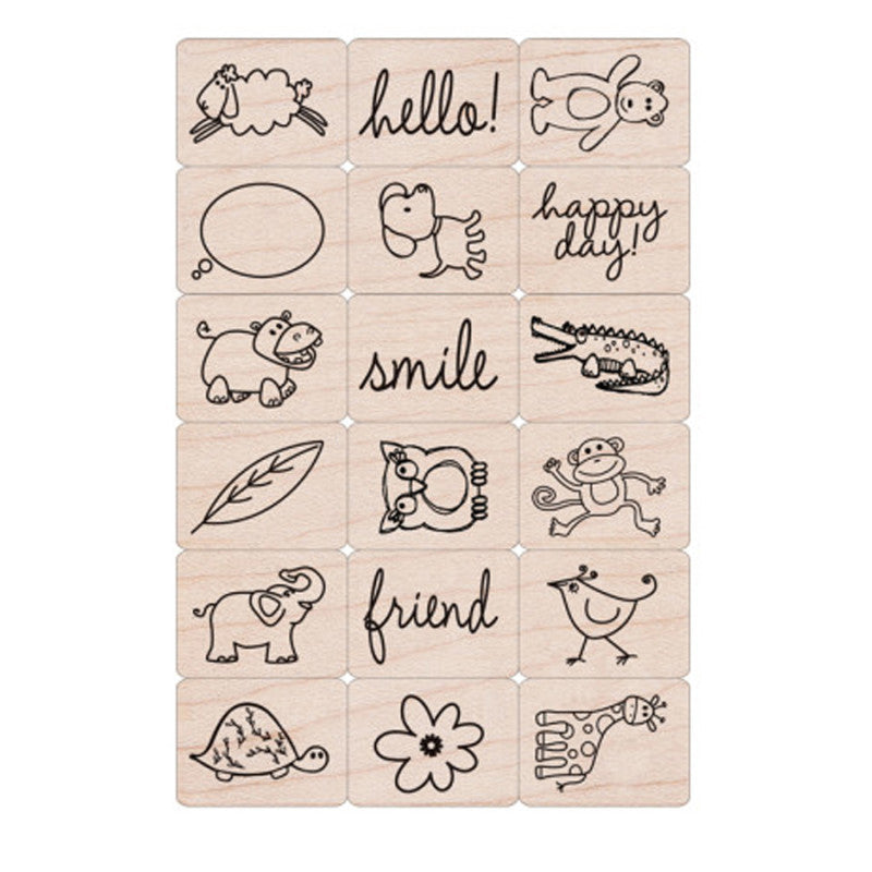 HERO ARTS - Ink 'n' Stamp Happy Animals Stamps, Set of 18