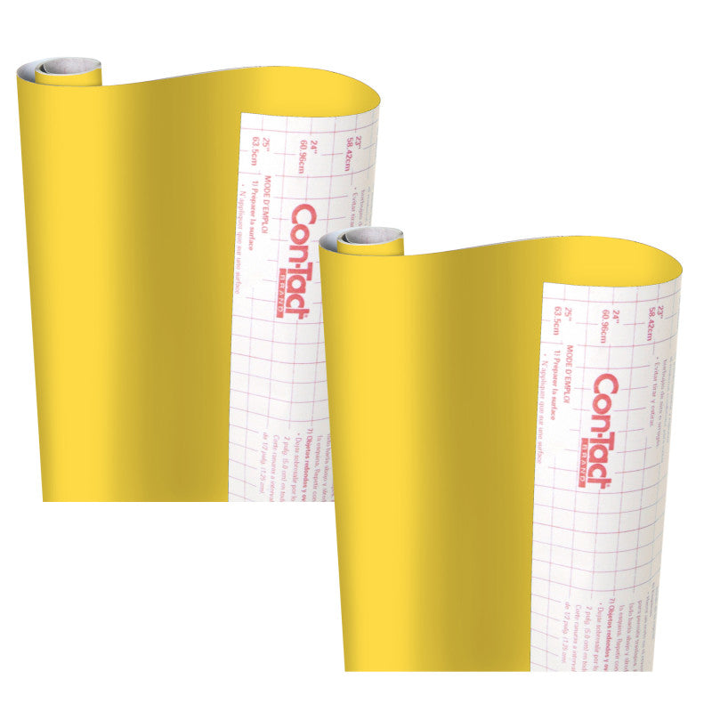 CON-TACT BRAND - Creative Covering™ Adhesive Covering, Yellow, 18" x 16 ft, Pack of 2