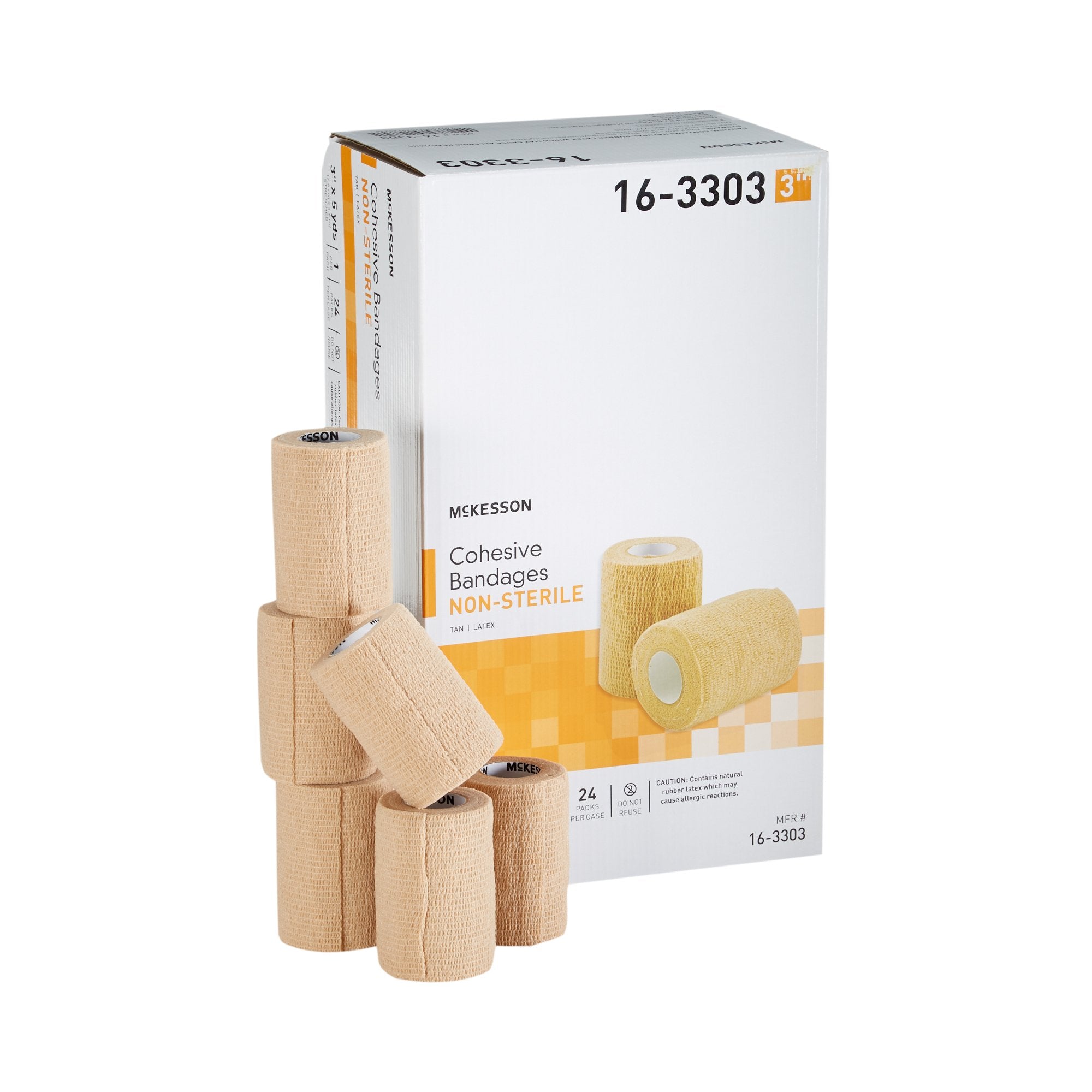 McKesson Brand - Cohesive Bandage McKesson 3 Inch X 5 Yard Self-adherent Closure Tan NonSterile Standard Compression [1/PK]