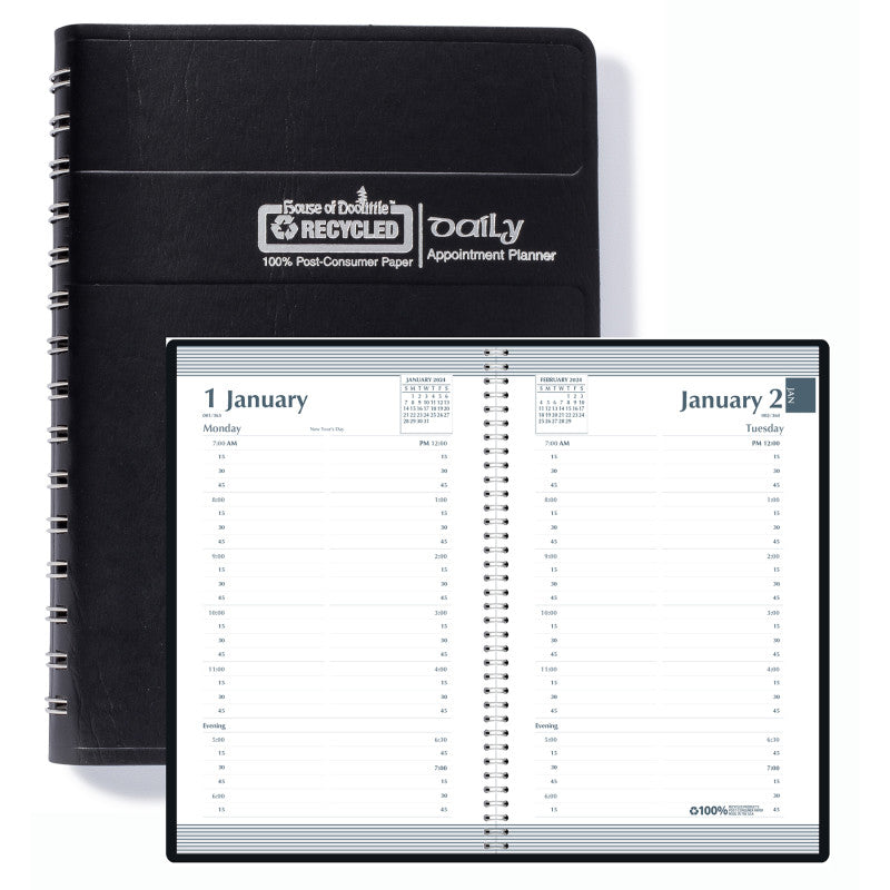 HOUSE OF DOOLITTLE - Recycled Daily Calendar Planner Black Cover
