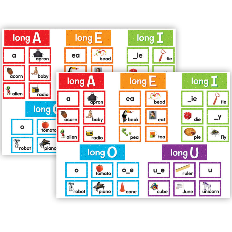 TEACHER CREATED RESOURCES - Long Vowels Pocket Chart Cards, 205 Pieces Per Pack, 2 Packs