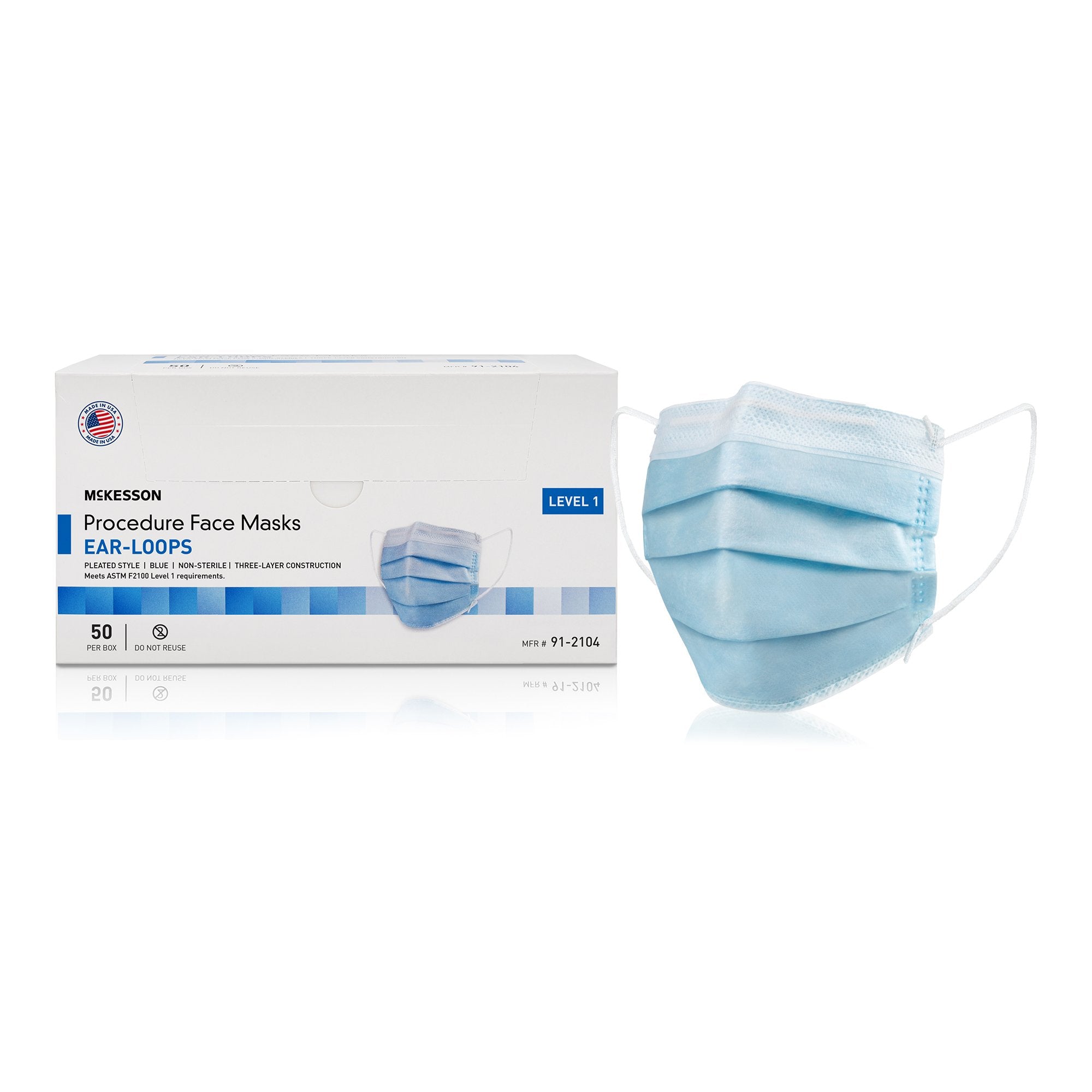 McKesson Brand - Procedure Mask McKesson ASTM Level 1 Earloops One Size Fits Most [50/BX] (1221951_BX)