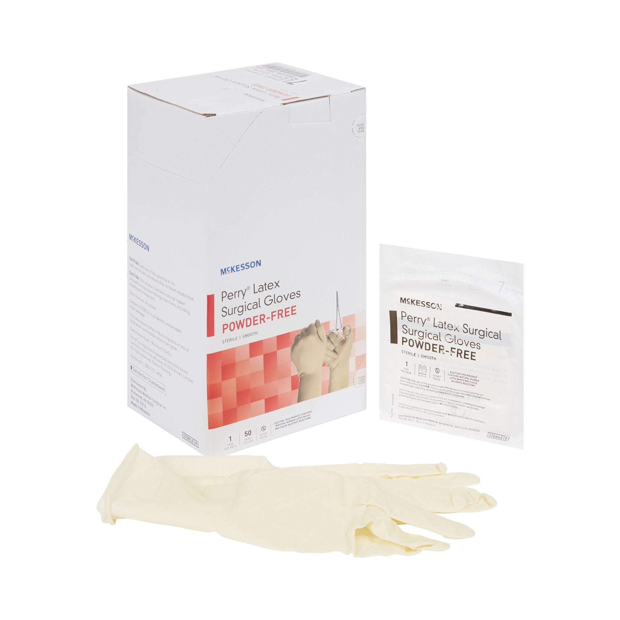 McKesson Brand - Surgical Glove McKesson Perry® Performance Plus Size 7.5 Sterile Latex Standard Cuff Length Smooth Cream Not Chemo Approved [50/BX]