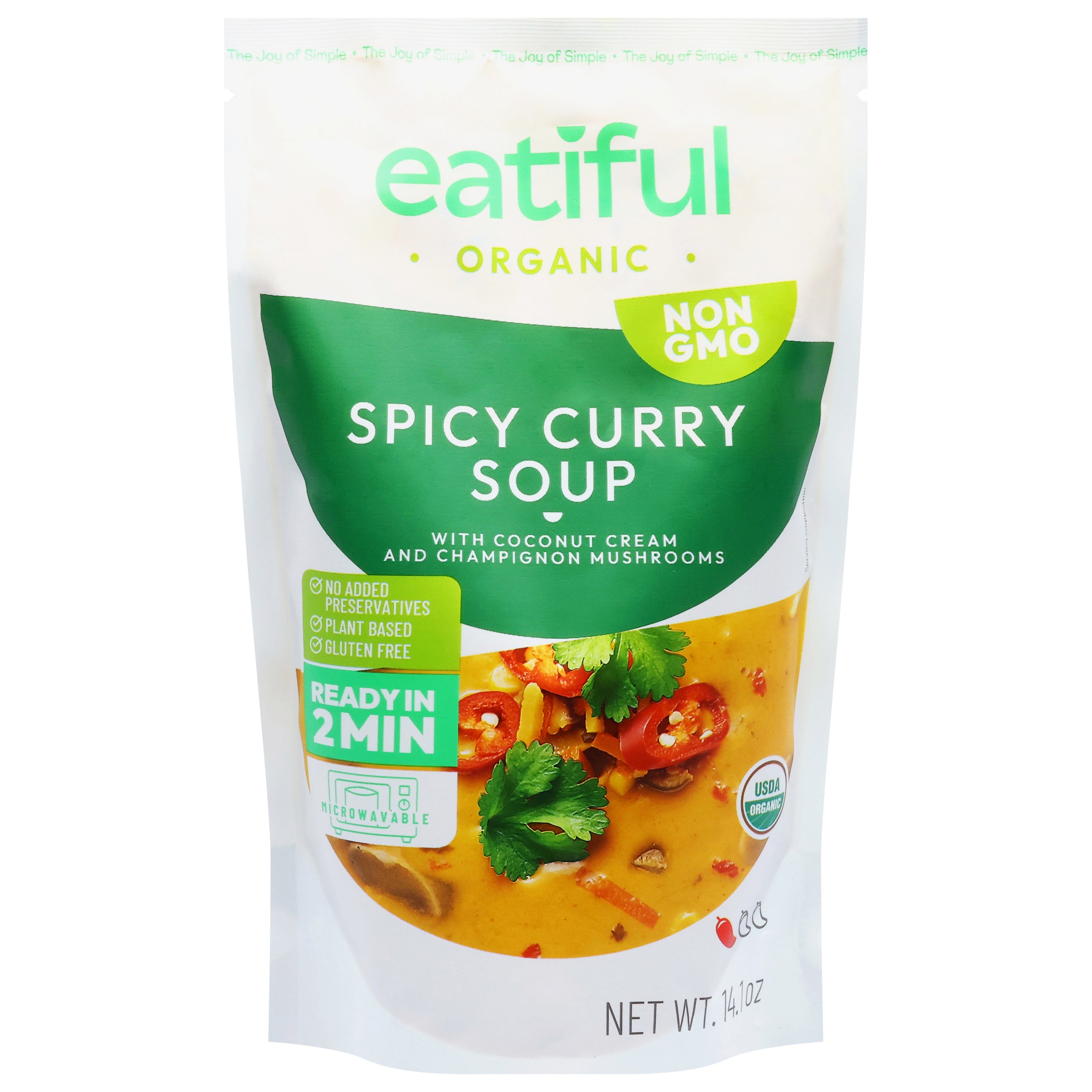 Eatiful Organic Spicy Curry Soup 14.1 oz - Case of 10
