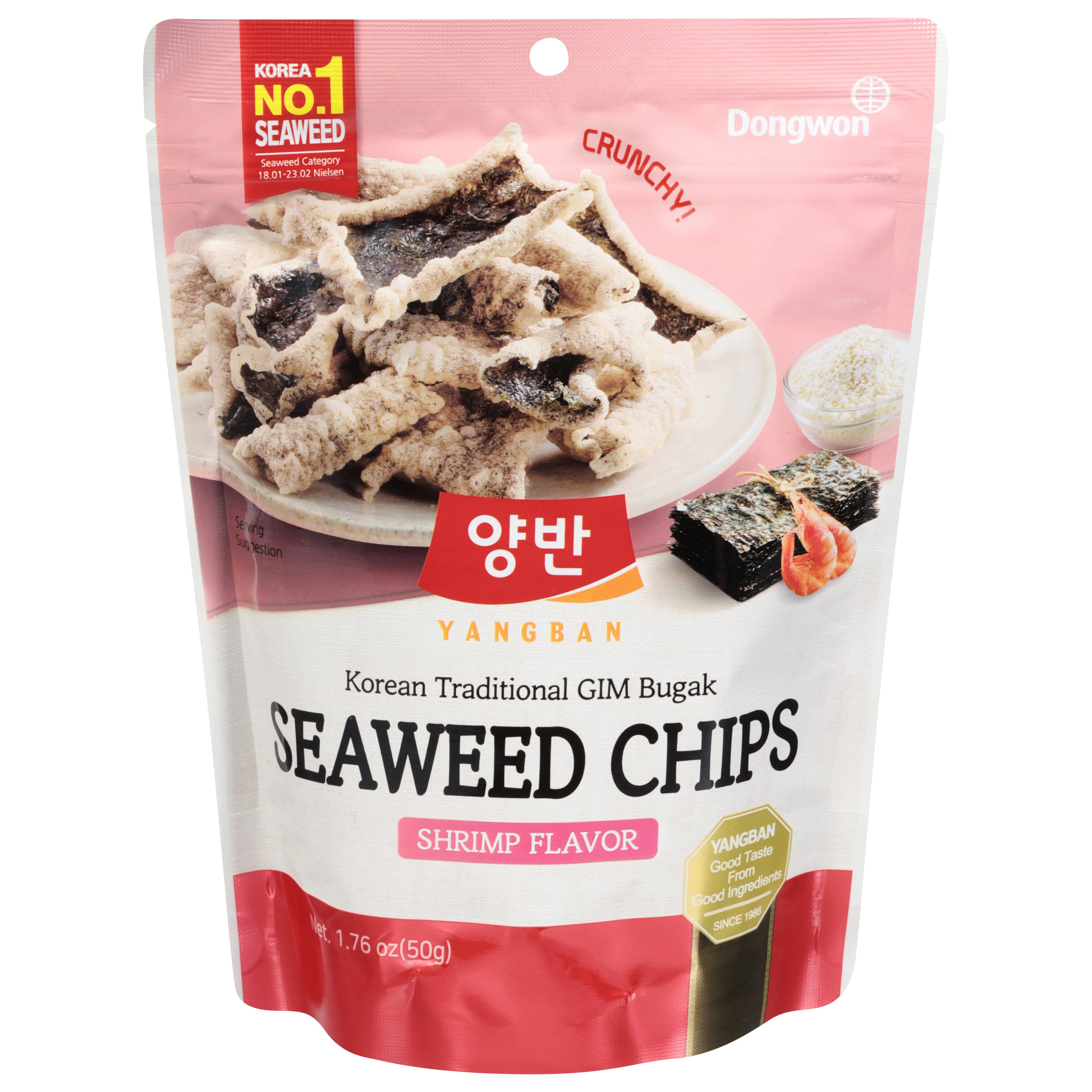 Yangban Shrimp Flavor Seaweed Chips 1.76 oz - Case of 8