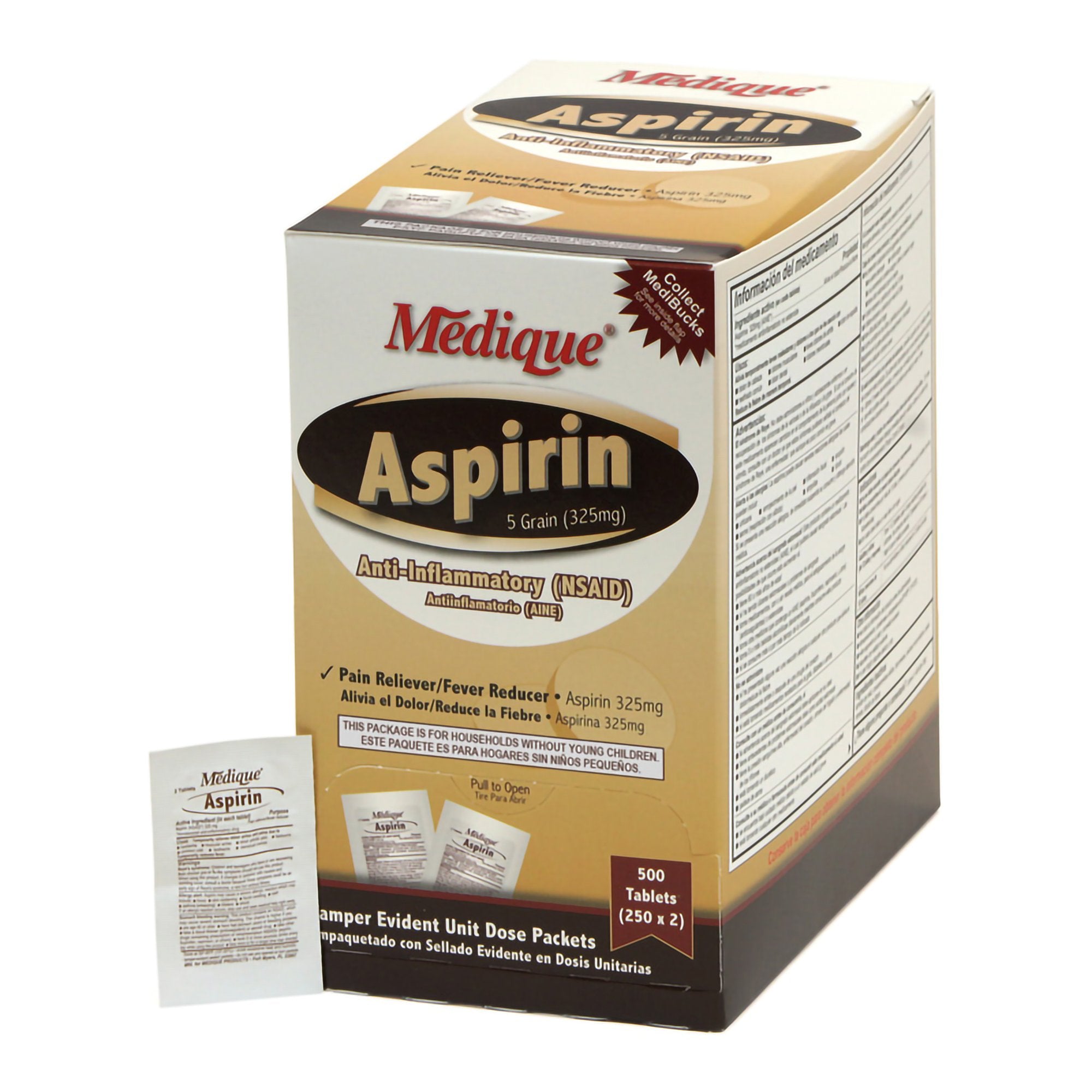 Medique Products - Pain Relief Medique® 325 mg Strength Aspirin Tablet 250 per Box [250/BX]